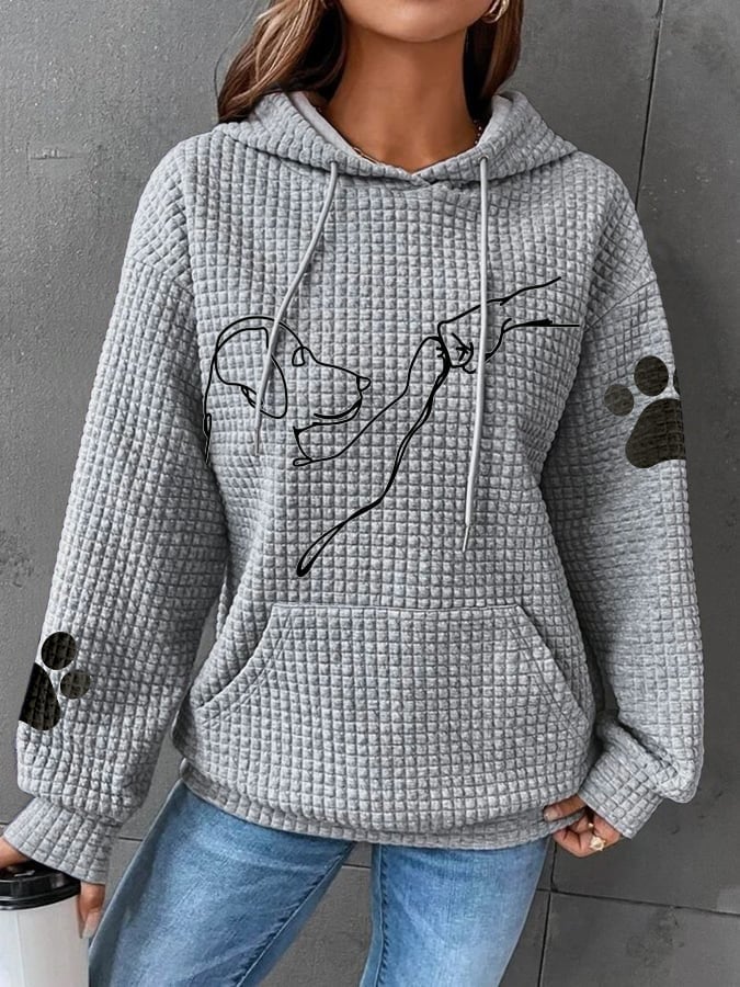 Hettegenser med hundemotiv for dame – myk og varm hoodie med lomme