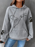Hettegenser med hundemotiv for dame – myk og varm hoodie med lomme