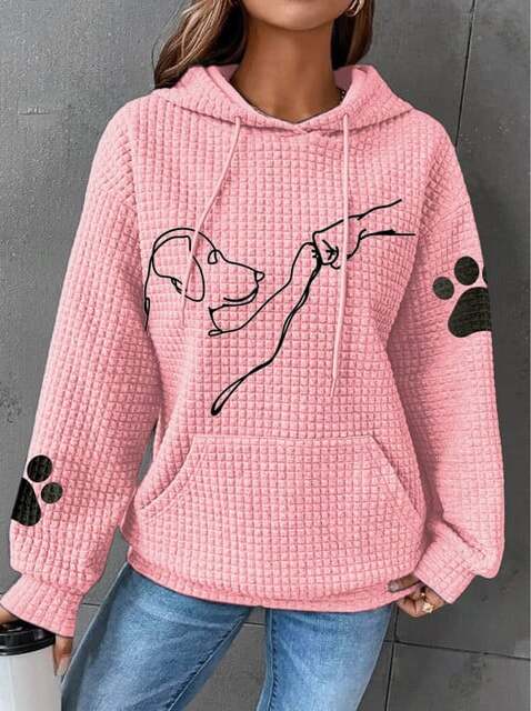 Hettegenser med hundemotiv for dame – myk og varm hoodie med lomme
