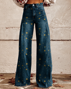 Jeans med blomstertrykk og stretch for dame – feminin og moderne
