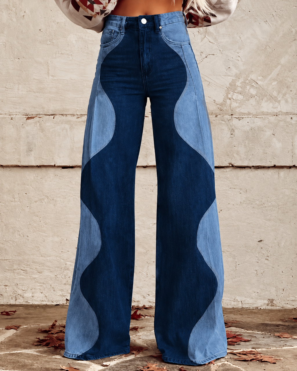 Jeans med blomstertrykk og stretch for dame – feminin og moderne