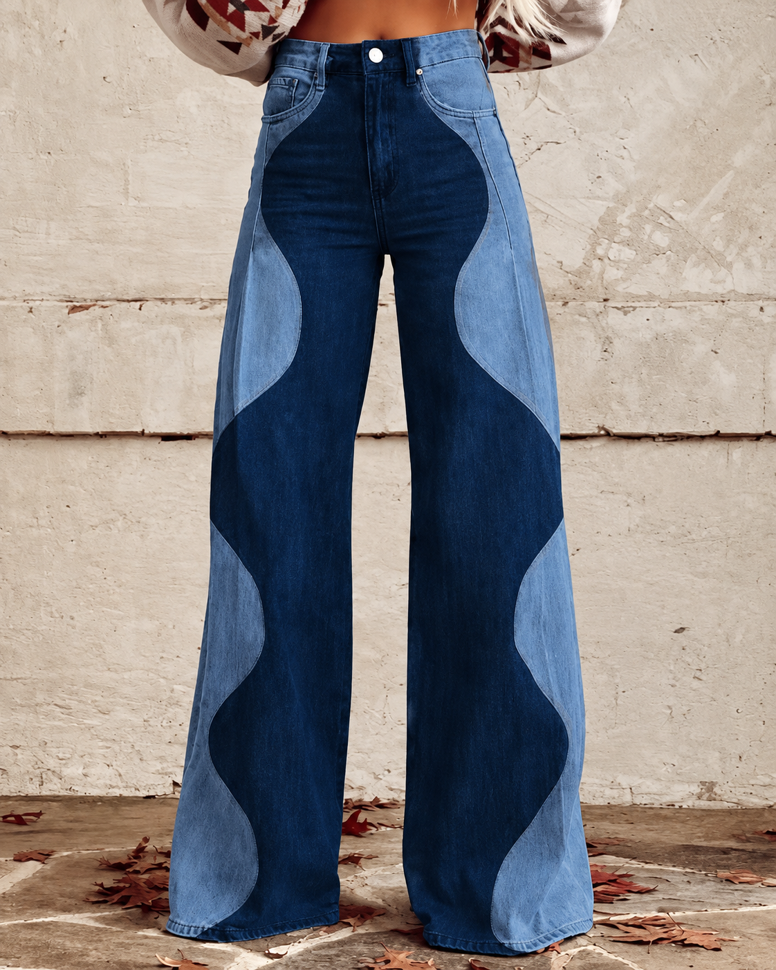 Jeans med blomstertrykk og stretch for dame – feminin og moderne