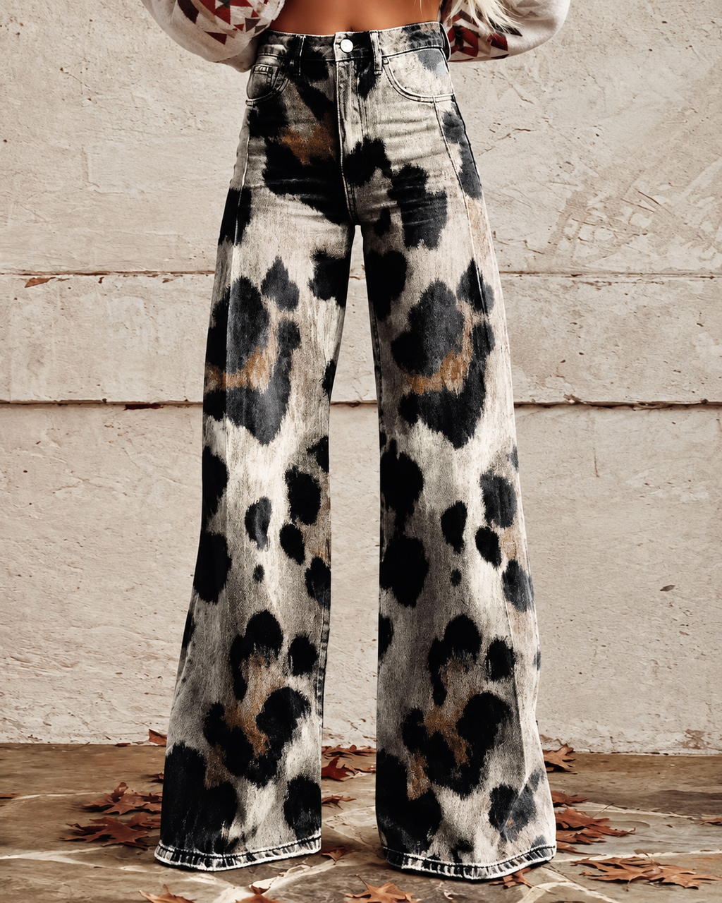 Jeans med blomstertrykk og stretch for dame – feminin og moderne