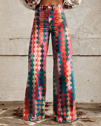Jeans med blomstertrykk og stretch for dame – feminin og moderne