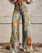 Jeans med blomstertrykk og stretch for dame – feminin og moderne