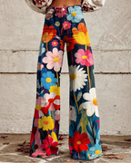 Jeans med blomstertrykk og stretch for dame – feminin og moderne