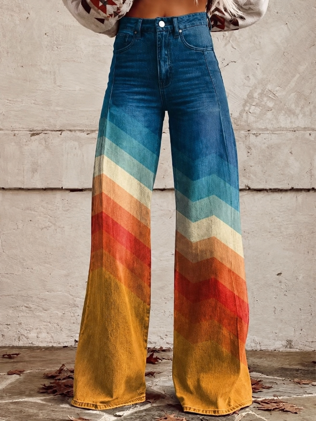 Jeans med blomstertrykk og stretch for dame – feminin og moderne