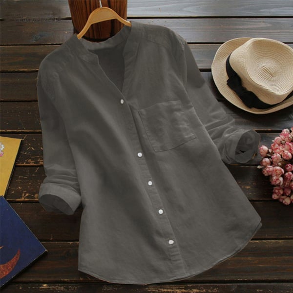 Langermet bluse i linlook for dame – luftig og klassisk bluse i sju farger