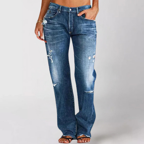 Vid jeans med lavt liv for dame – retro jeans med vide ben i fem farger
