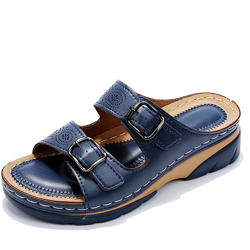 Slippers med to spenner for dame – behagelige og justerbare, fire farger