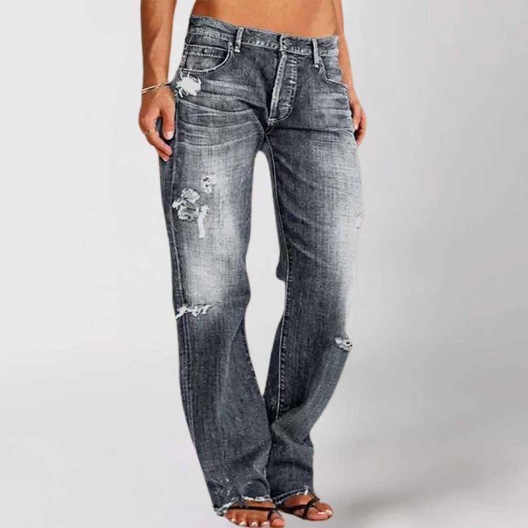 Vid jeans med lavt liv for dame – retro jeans med vide ben i fem farger
