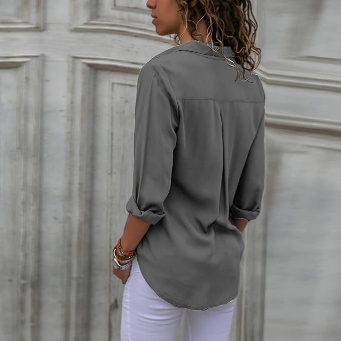 Elegant chiffonbluse for dame – lett og feminin bluse i sju farger