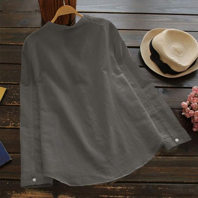 Langermet bluse i linlook for dame – luftig og klassisk bluse i sju farger