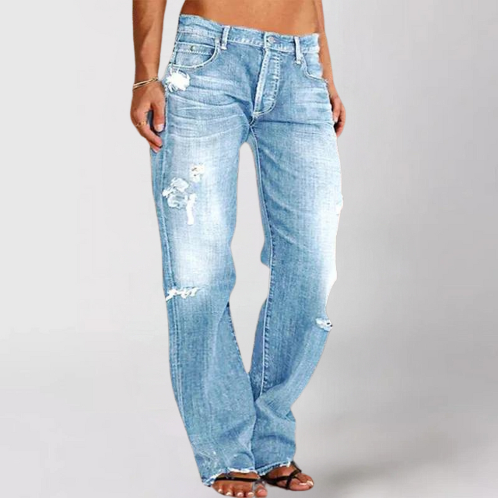 Vid jeans med lavt liv for dame – retro jeans med vide ben i fem farger