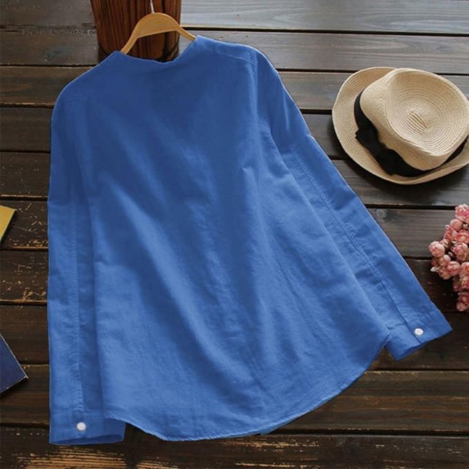 Langermet bluse i linlook for dame – luftig og klassisk bluse i sju farger