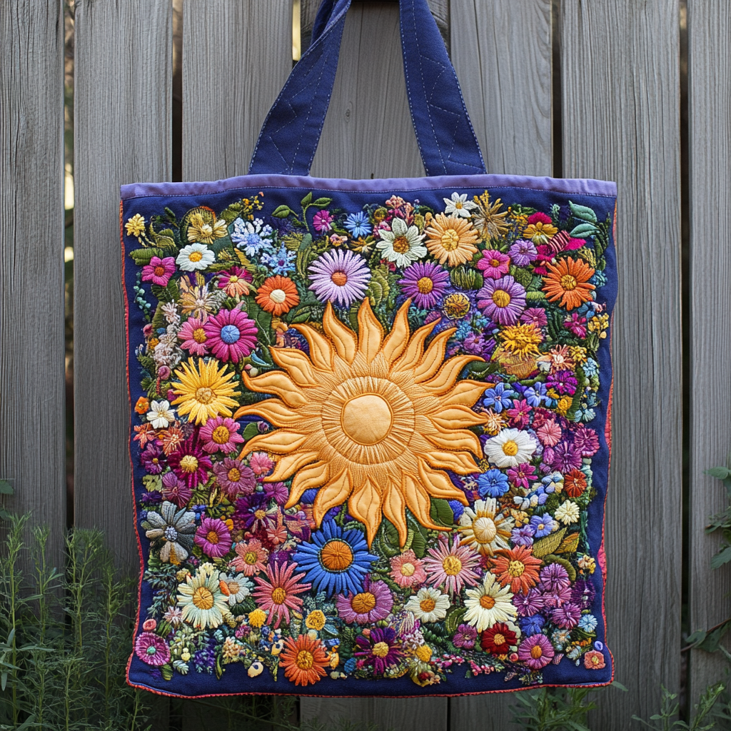 Håndlaget veske - Solrike villblomster