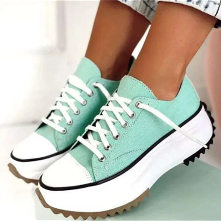 Plattform sneakers i canvas for dame – slip-on med EVA-demping