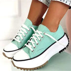 Plattform sneakers i canvas for dame – slip-on med EVA-demping