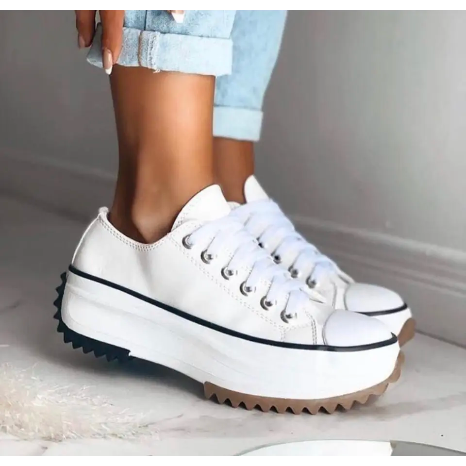 Plattform sneakers i canvas for dame – slip-on med EVA-demping