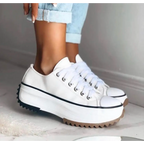 Plattform sneakers i canvas for dame – slip-on med EVA-demping