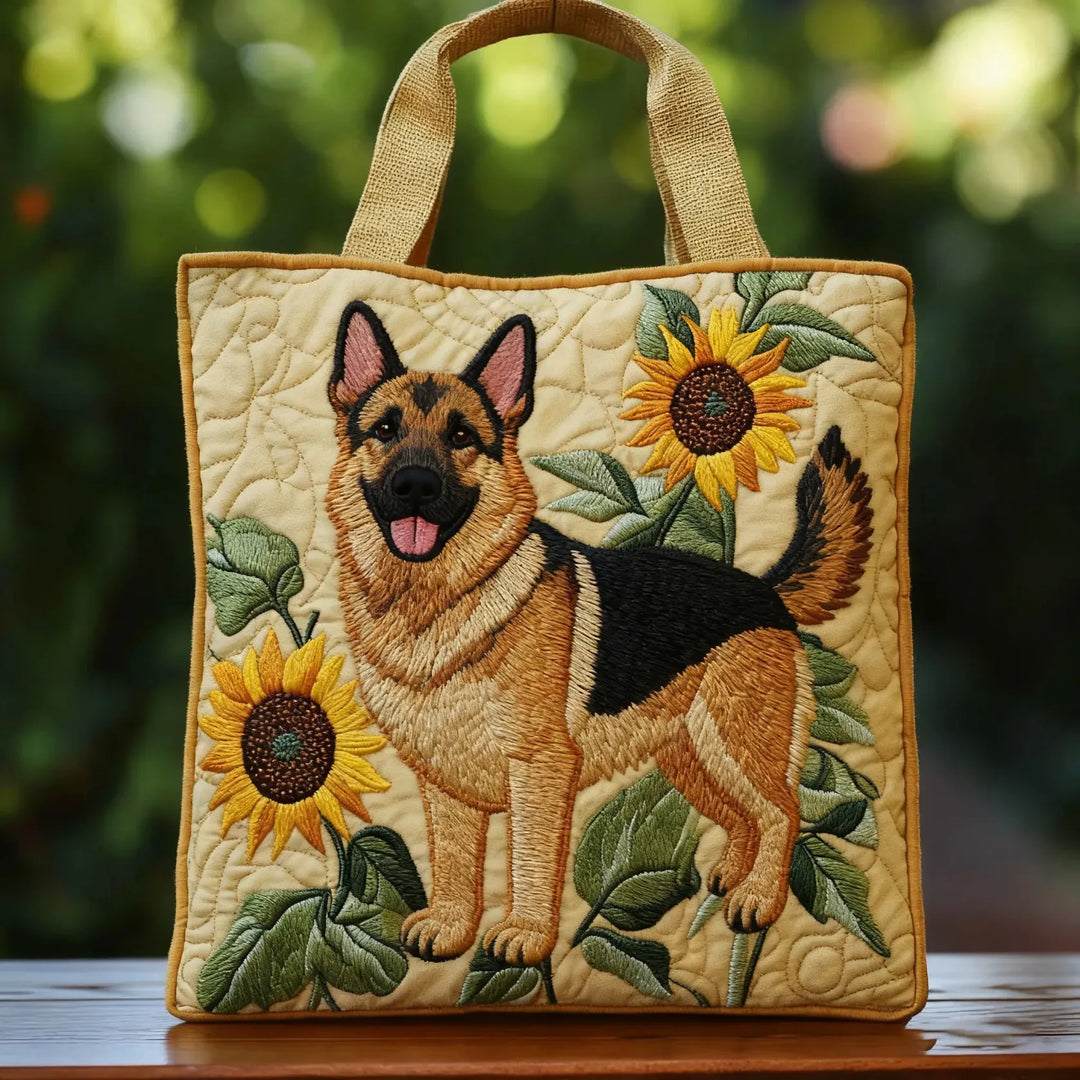 Håndlaget veske - Schäferhund med solsikker