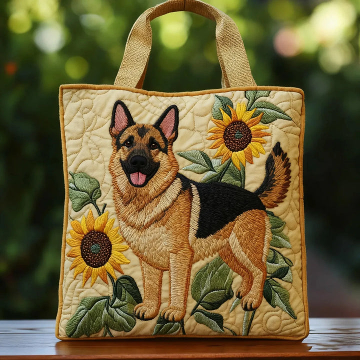 Håndlaget veske - Schäferhund med solsikker