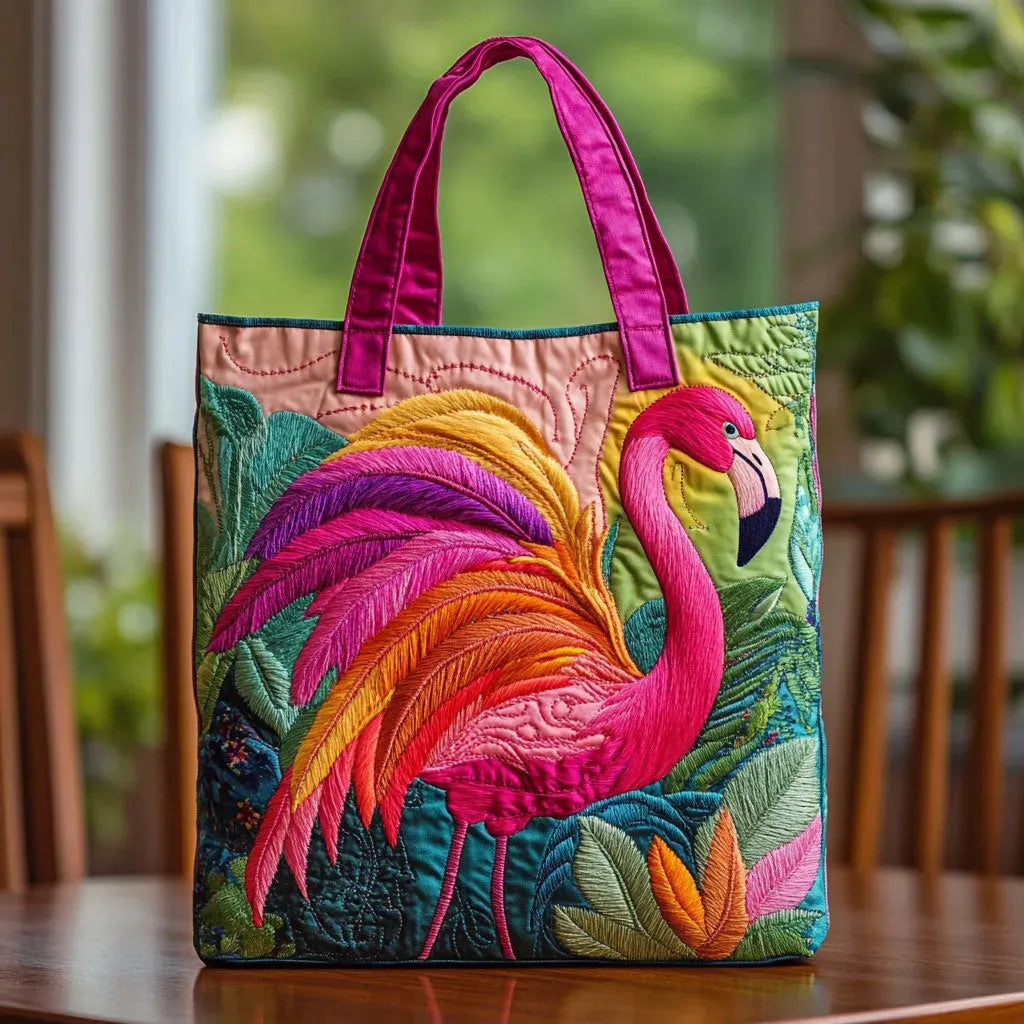 Håndlaget veske - Lysende flamingo