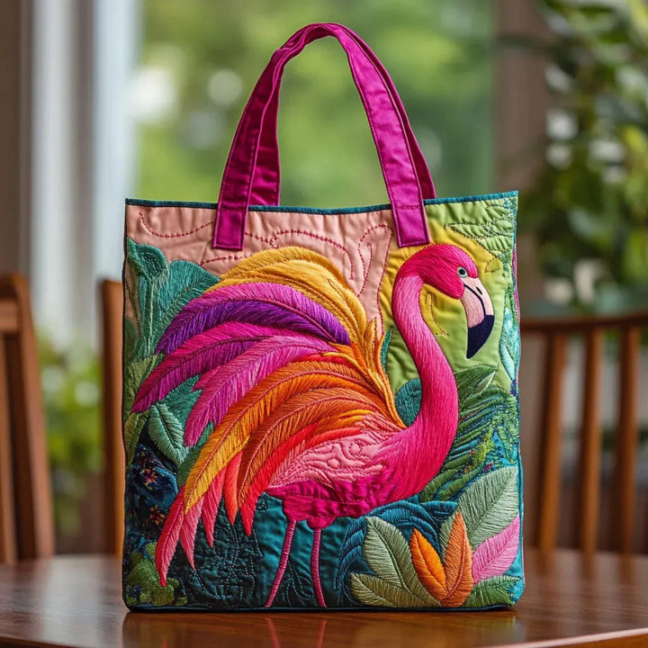 Håndlaget veske - Lysende flamingo