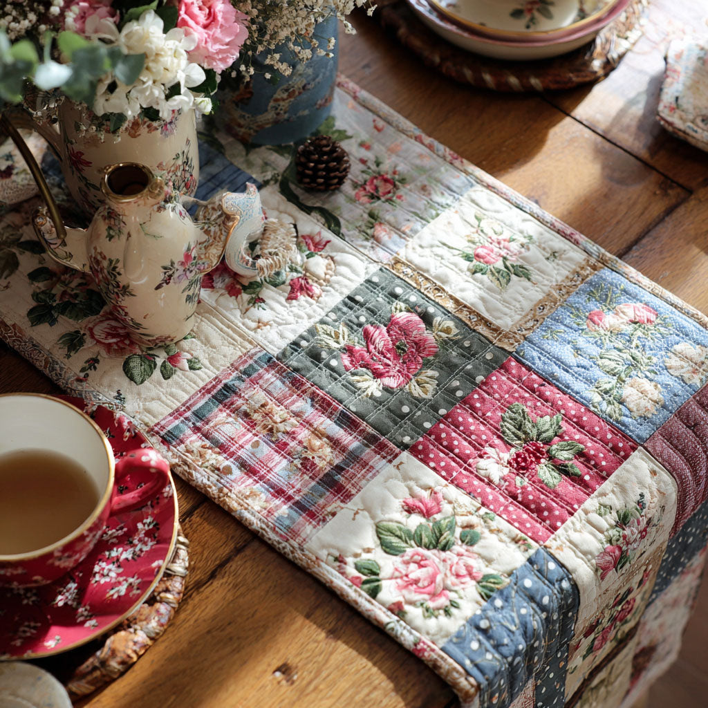 Bordløper - Blomsterpatchwork i landstil