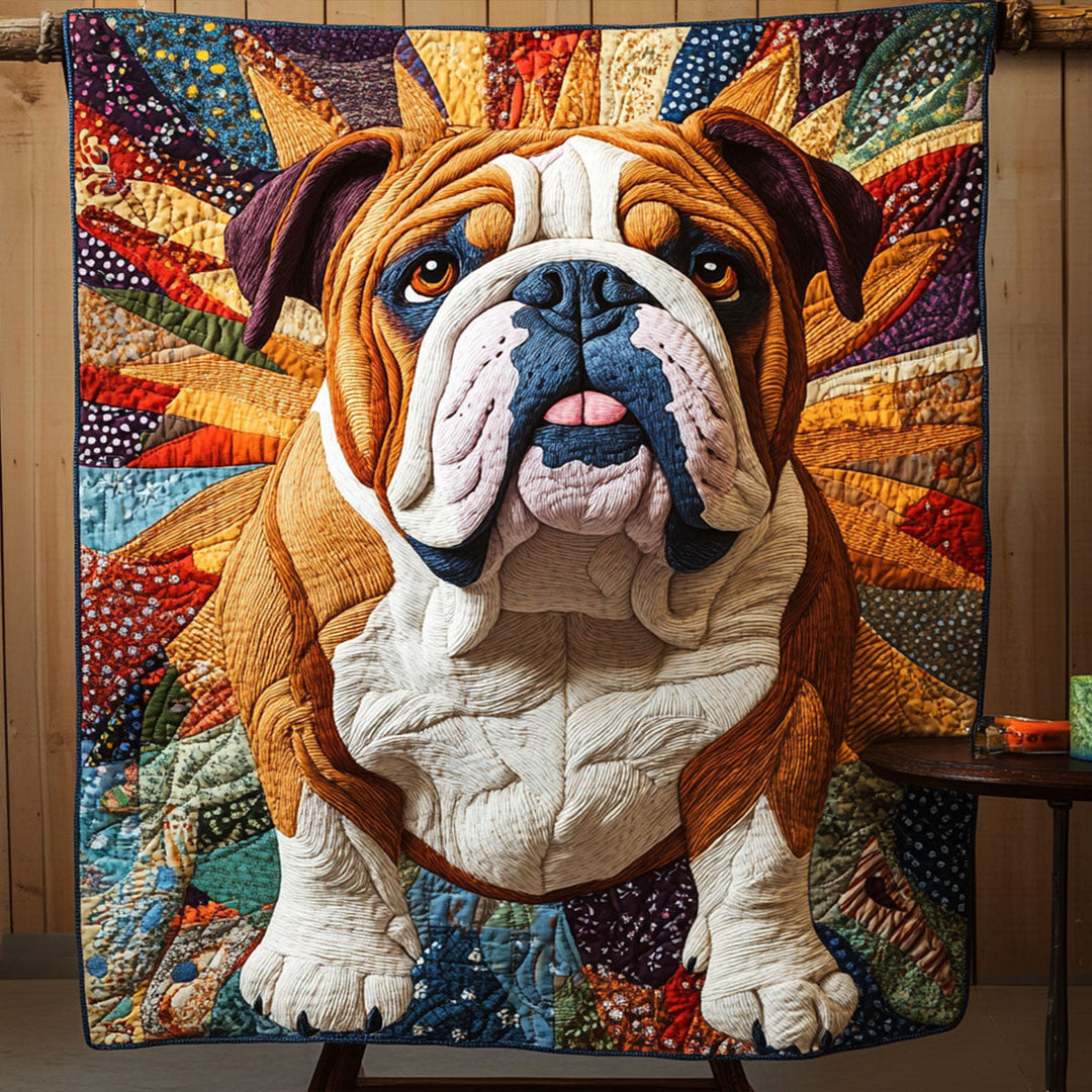 Quiltet pledd - Bulldog i solstråler