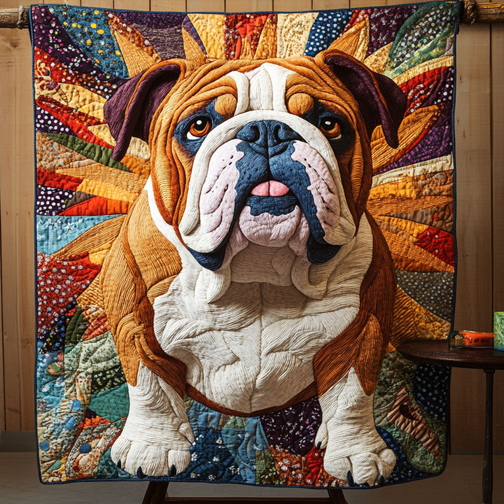 Quiltet pledd - Bulldog i solstråler