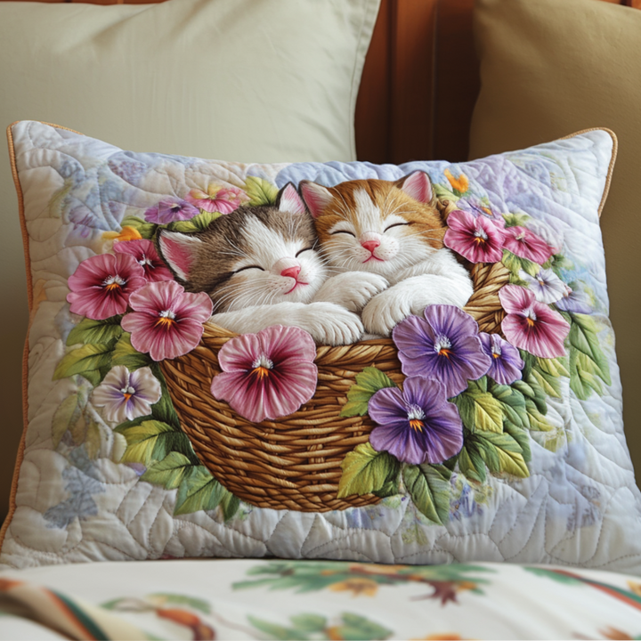 Putetrekk - Kattunger i blomsterkurv