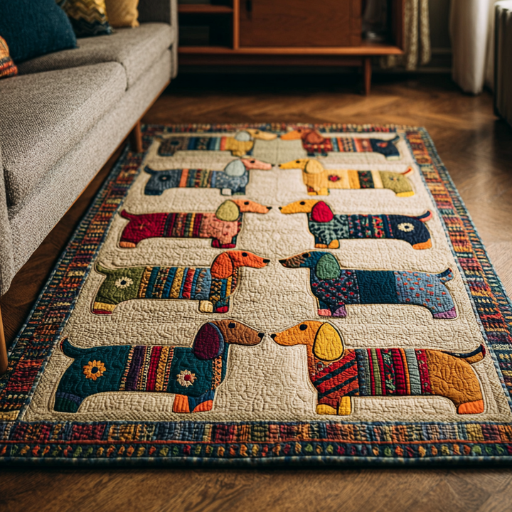 Teppe - Dachshunder i patchworkparade
