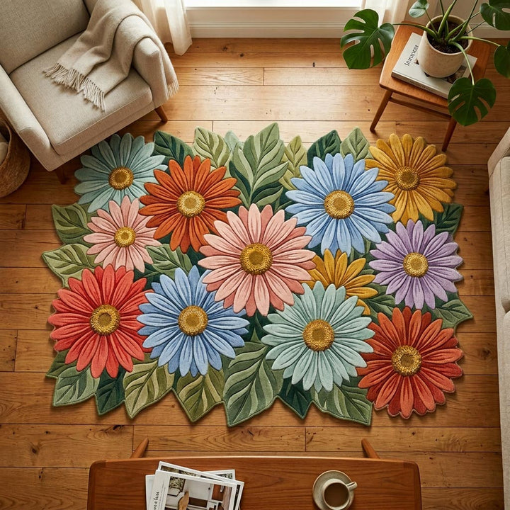 Formteppe - Fargerike margeritter