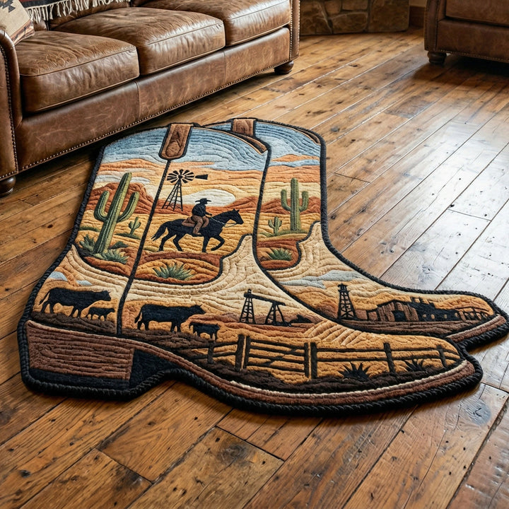 Formteppe - Cowboystøvel med ørkenrytter