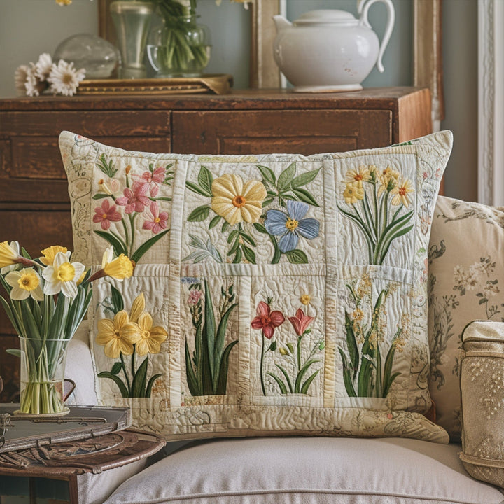 Putetrekk - Vårblomster i lys patchwork