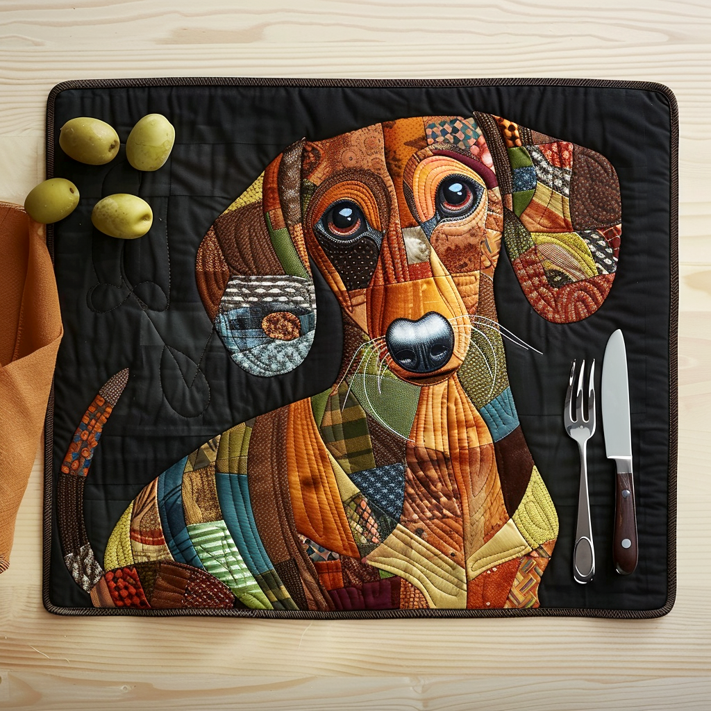 Bordbrikke - Dachshund i høstlig mosaikk