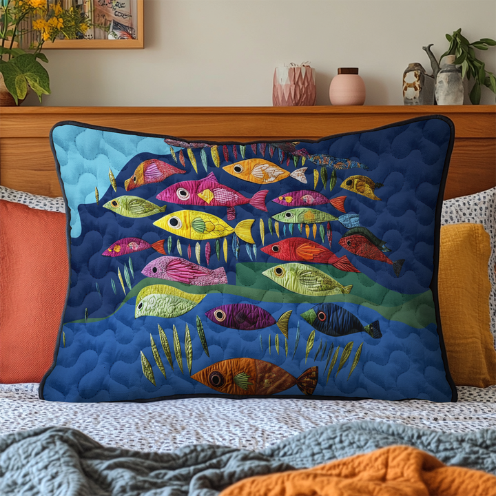 Putetrekk - Fargerike fisk i patchwork