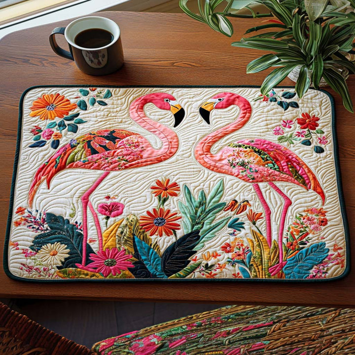 Bordbrikke - Flamingoer blant blomster