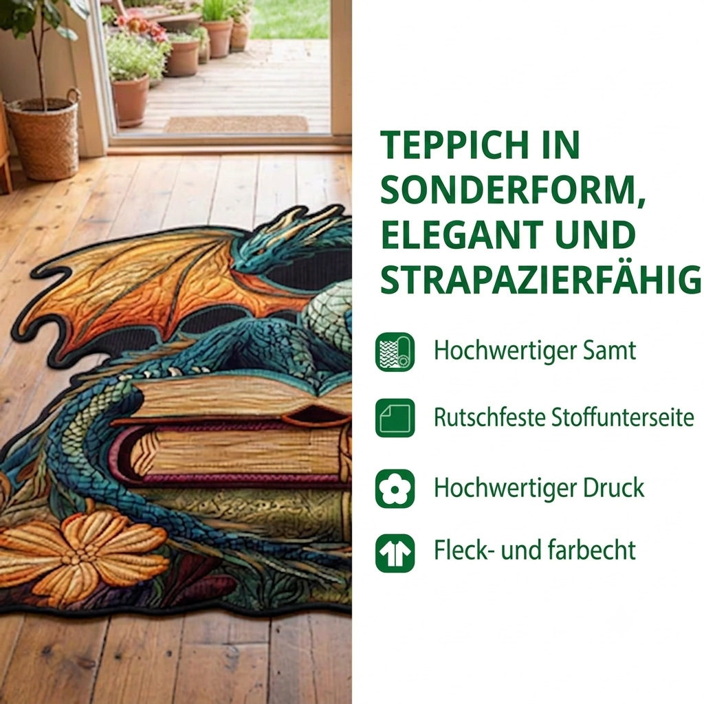 Formteppe - Rød blekksprut i gullramme