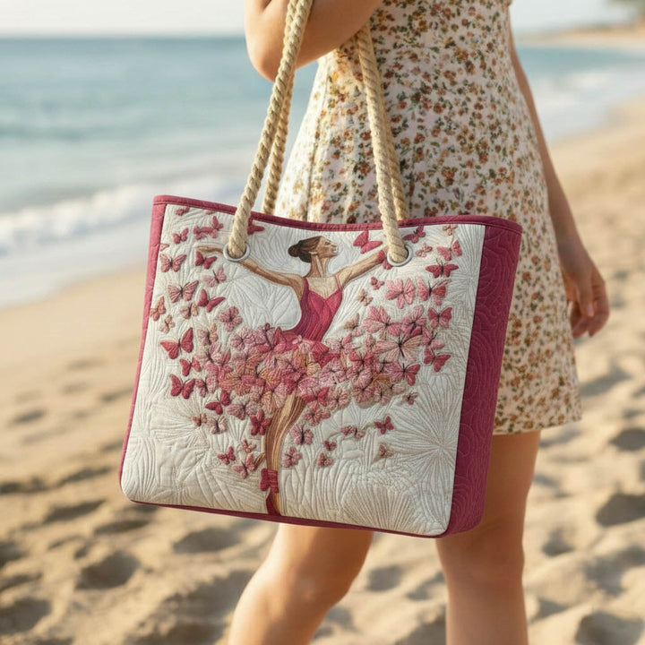 Strandveske - Rosa blomstertre