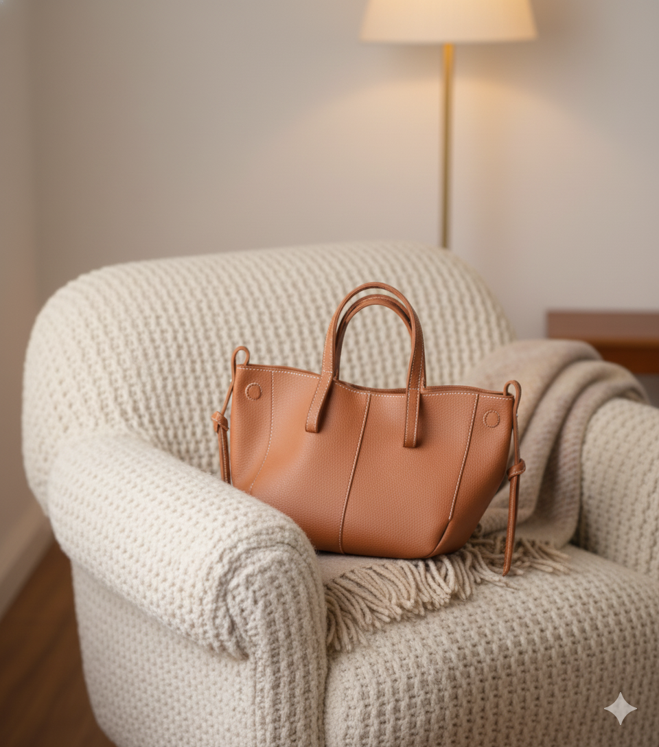 Shopper i skinnlook for dame – tidløs veske i brun, svart, krem og taupe