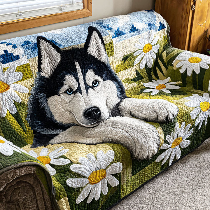 Sofatrekk - Husky blant margeritter