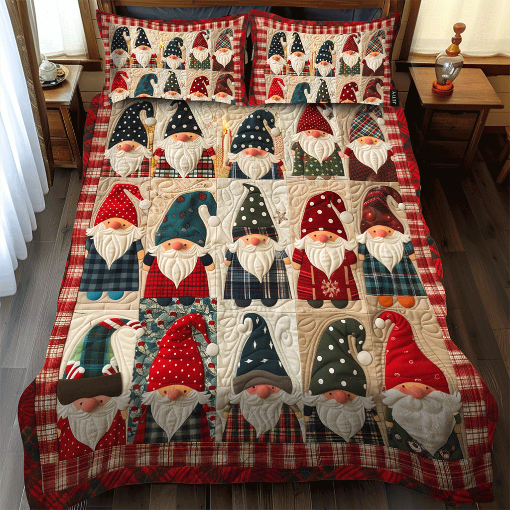Sengesett 3 deler - Nisser i patchwork
