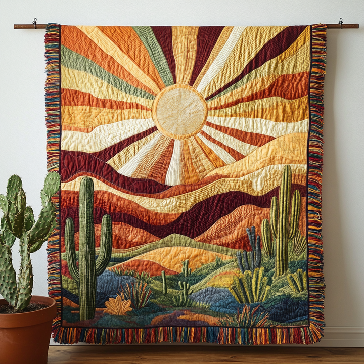 Vevd pledd - Sol over gylne sanddyner