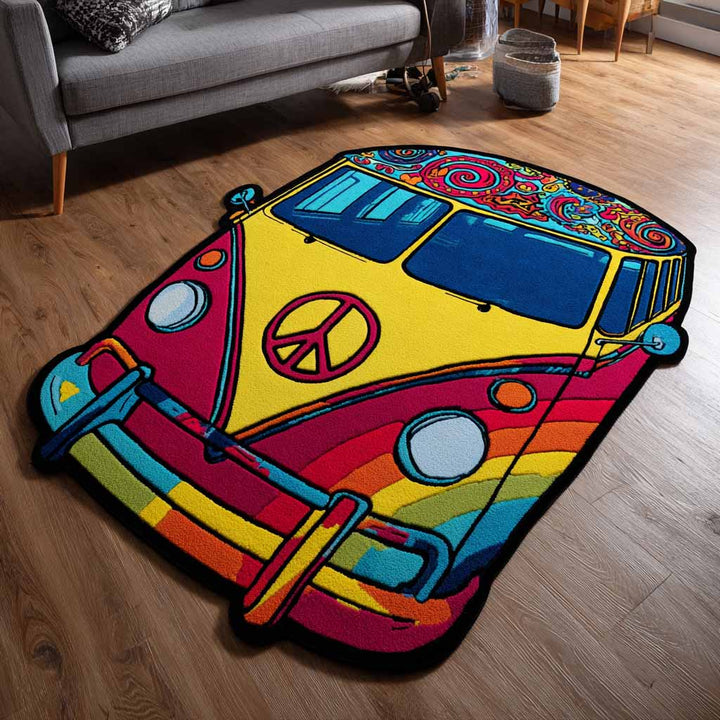 Formteppe - Knallfargerik hippiebuss