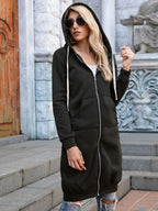 Lang sweatshirt med glidelås og lommer for dame – avslappet streetwear