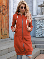 Lang sweatshirt med glidelås og lommer for dame – avslappet streetwear