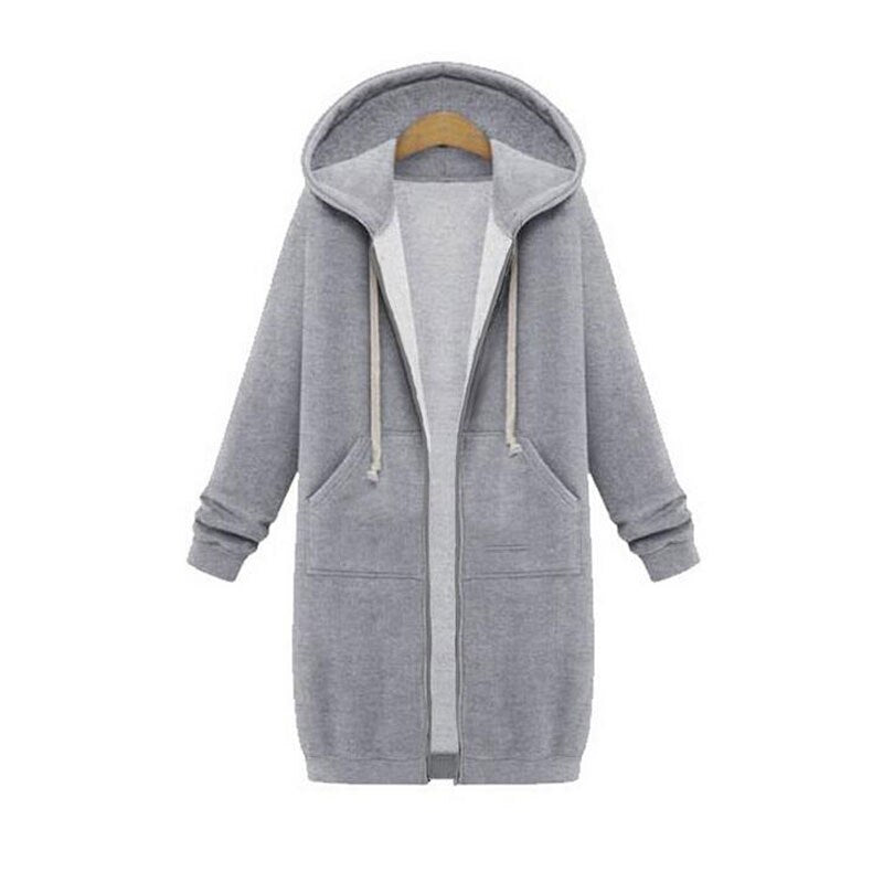 Lang sweatshirt med glidelås og lommer for dame – avslappet streetwear