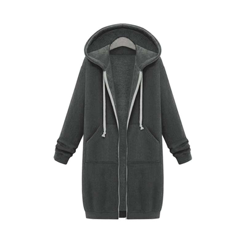 Lang sweatshirt med glidelås og lommer for dame – avslappet streetwear